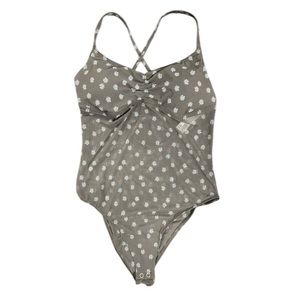 NWoT Hollister Gilly Hicks Taupe Floral Print Sheer Bodysuit